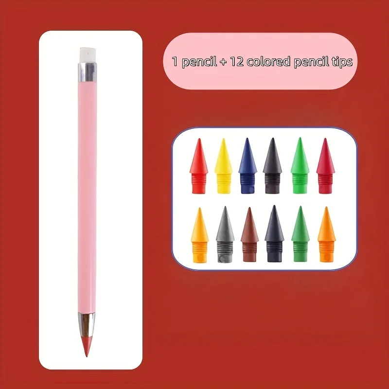 Vibrant 12-Color No-Sharpen Colored Pencils Set with Built-in Erasers – Perfect for School, Drawing & Writing