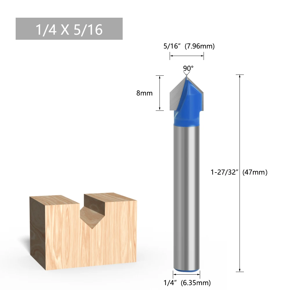 LAVIE 1 Stück 6mm 1/4 Zoll Schaft 90° V-Typ Nutfräser Gravur- und Nutwerkzeuge Fräser-Set Sicherheitsfräser MC09120S06 – Detail 11