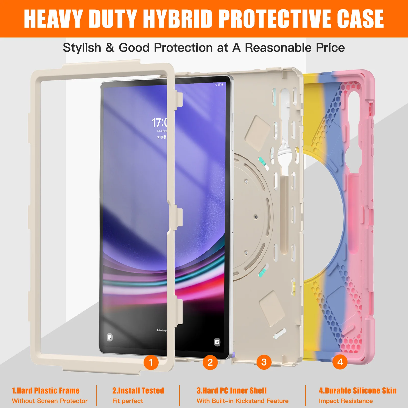 360° Rotation Shockproof Kids Silicone Tablet Stand Cover