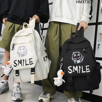 Zaino frontale tascabile, bookbag in nylon tinta unita stile preppy, borsa da scuola Kawaii con doppia maniglia di grande capacità 1