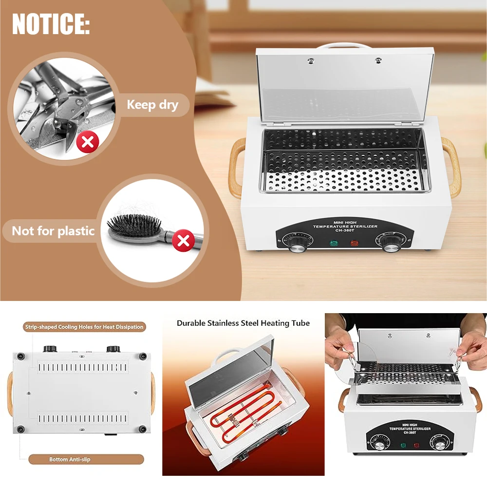 LINMANDA High Temperature Sterilizer 300W Nail Tool Sterilizer Dry Heat 1.5L Salon Equipment for Metal Tools