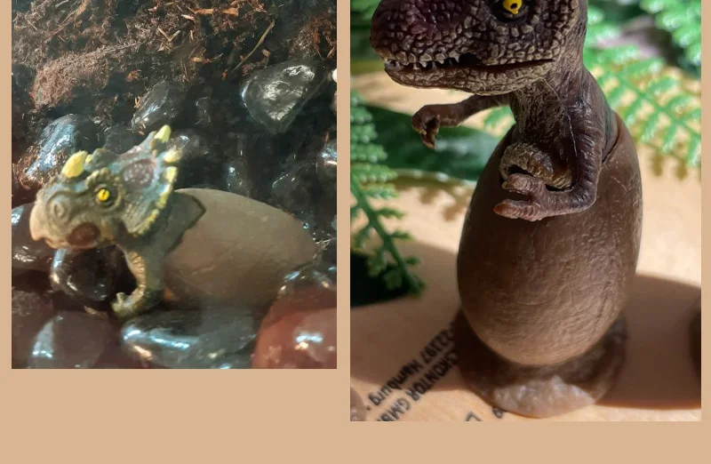 3PCS Hatching Dinosaur Eggs – T‑Rex, Triceratops & Raptor PVC Model Set