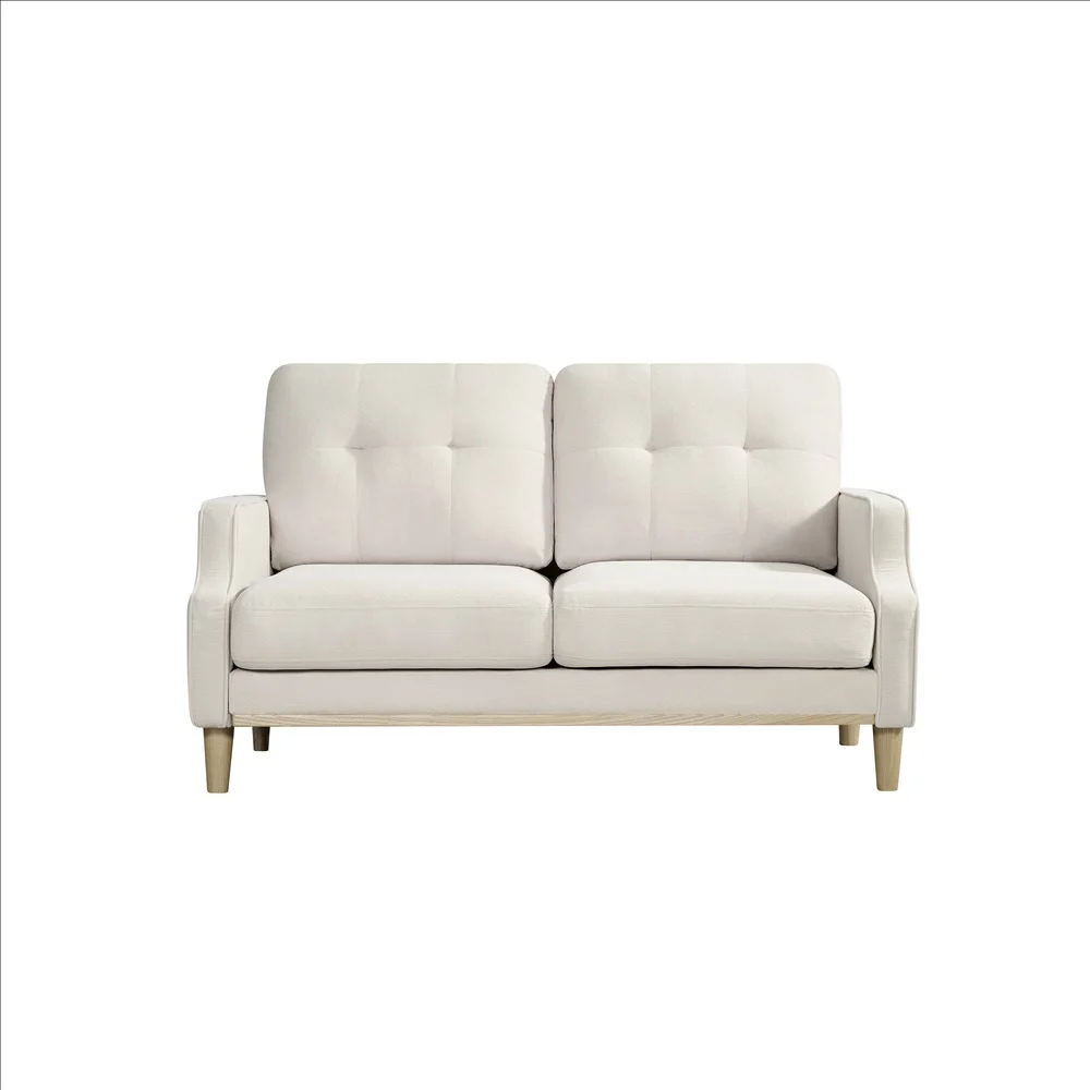 Stoff-Zweisitzer-Sofa mit USB-Ladeanschluss, Dicken Kissen und Massivholzbeinen - Kompaktes 2-Sitzer-Sofa für Kleine Wohnungen – Detail 15
