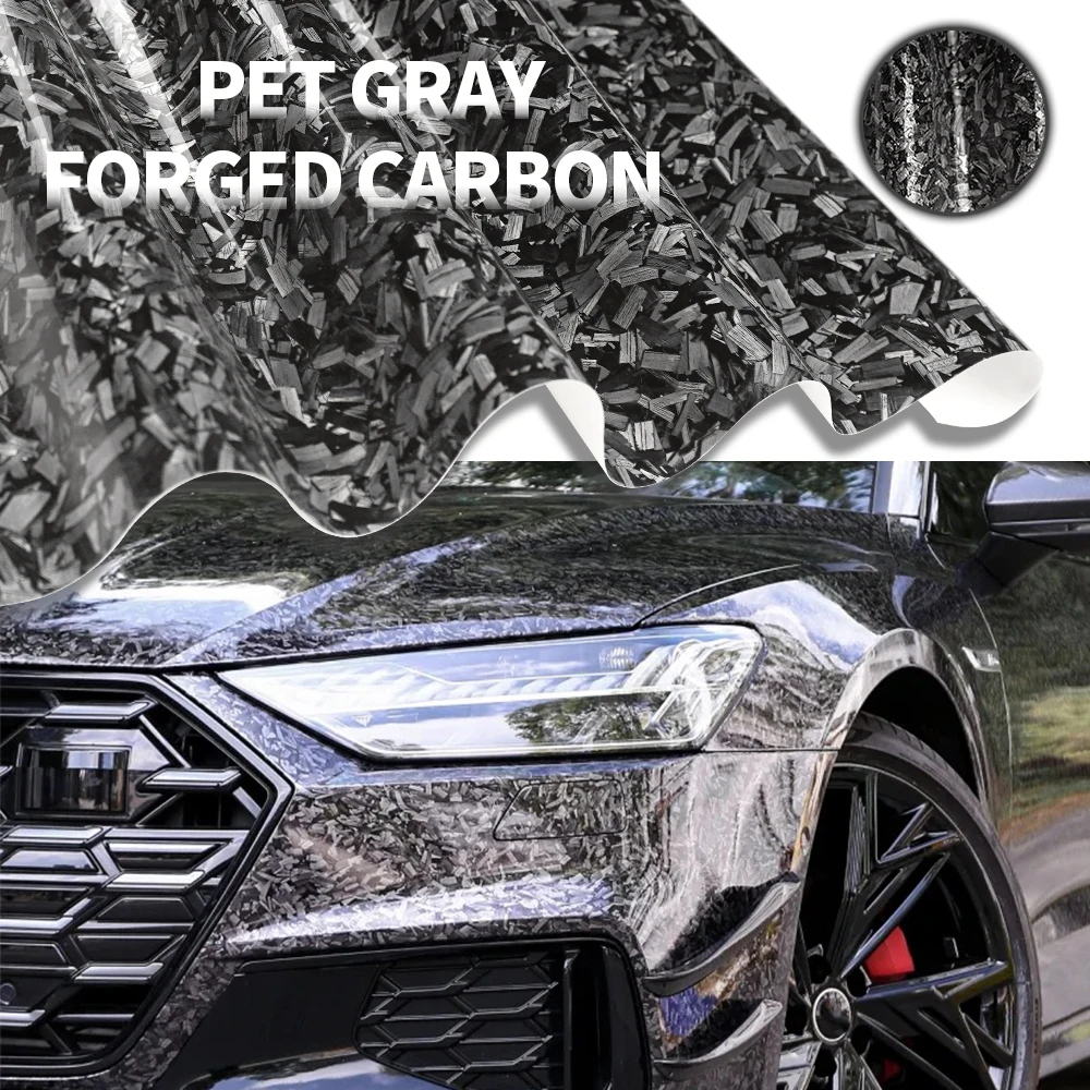 Forged Carbon Fiber Gray Vinyl Wrap Waterproof Car Sticker Self ...