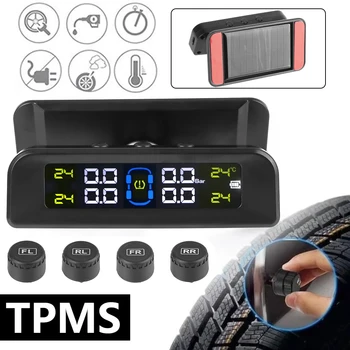 Solar TPMS Tire Pressure Monitoring System with 4 External Sensors