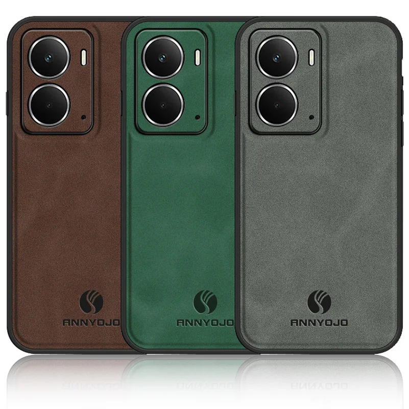 Matte Plain Leather Case with Built-in Car Mount Holder Cover