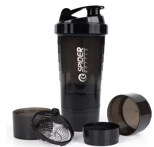 3 Layers Shaker Protein Bottle Powder Shake Cup Water Bottle Plastic Mixing Cup Body Building Exercise Bottle
