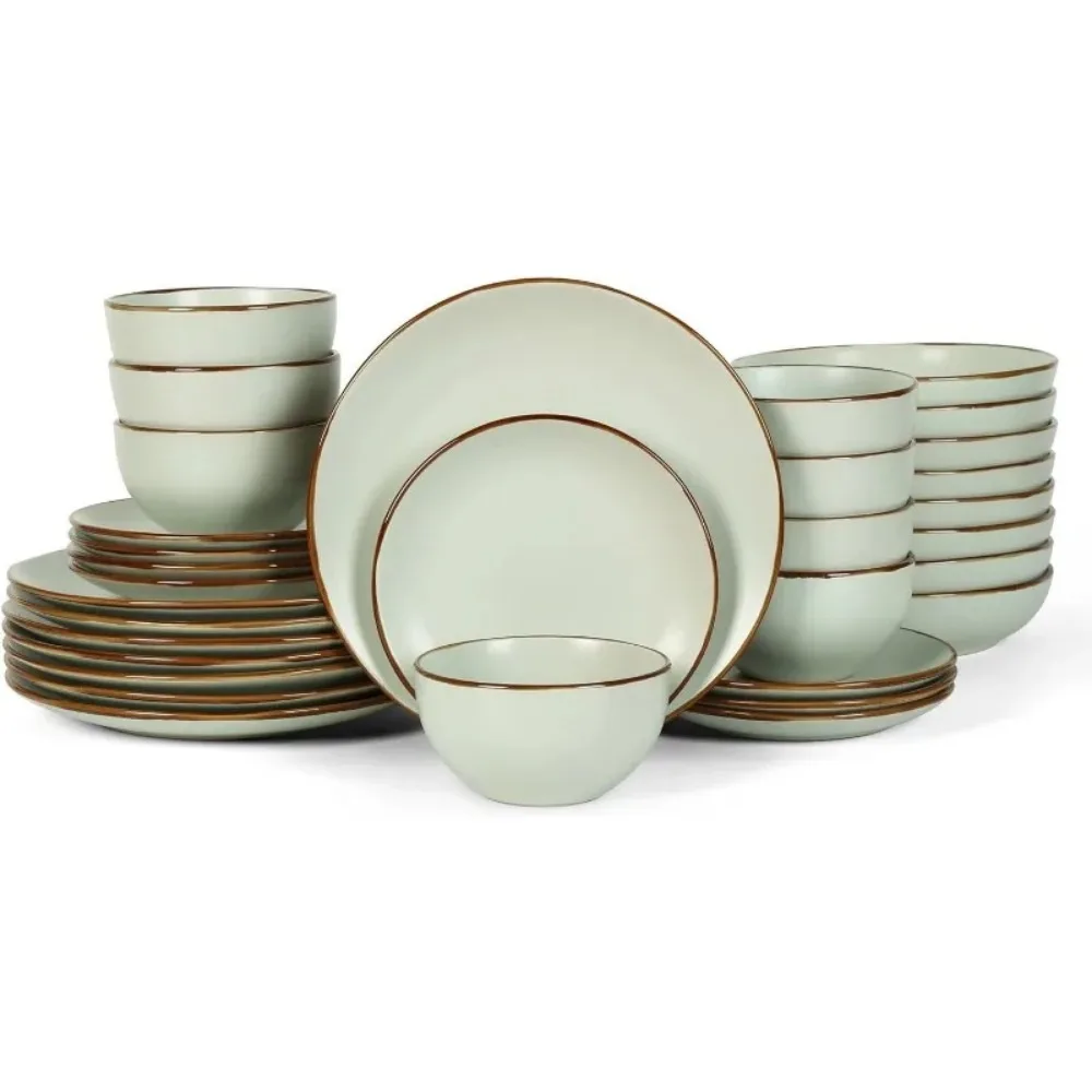 Brasa 32-Piece Dinnerware Set Stoneware, Black