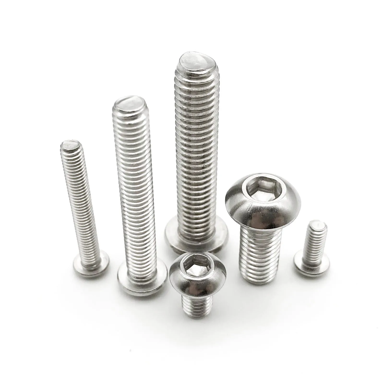 Stainless Steel Screws 5/10/50pcs M1.6-M8 A2-70 304 Stainless Steel ISO7380 Button Head Hex