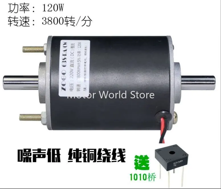 

220V 120W 3800RPM forward and reverse two shaft DC motor double ball bearing motor