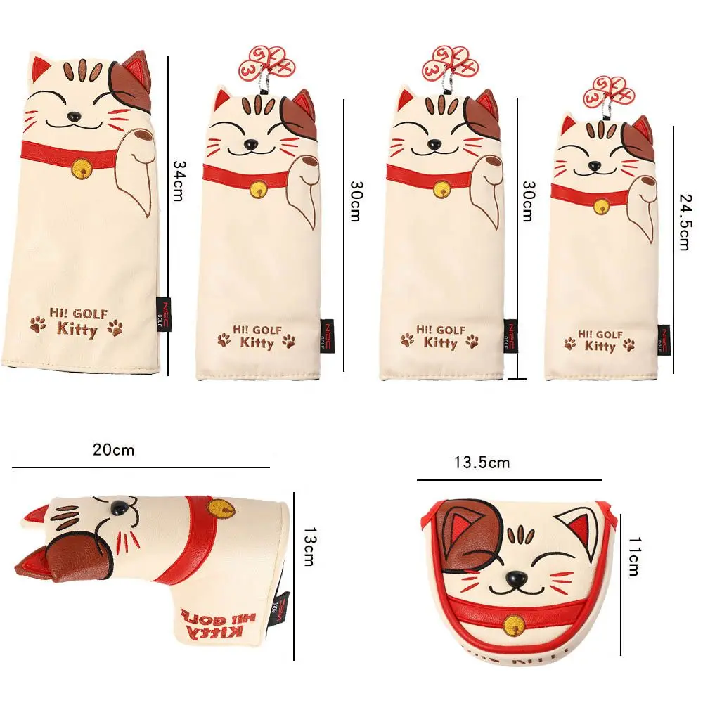 Cover Club Head Protector PU Leather Cute Kitty Lucky Cat Blade Mallet Putter Golf Club Headcovers Golf Putter Cover