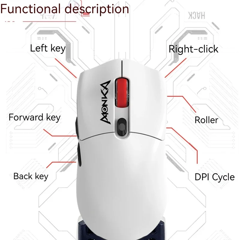 

Monka G995W Mouse Paw3395 58g Lightweight Gaming Wired /2.4g/ Bluetooth Three-Mode Esports Mouse For Gamer Laptop Office Mac