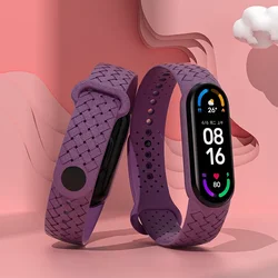 Braided Solo Loop Silicone Sports Watch Strap Bracelet - Mi Band 5 6 7 (13 purple)