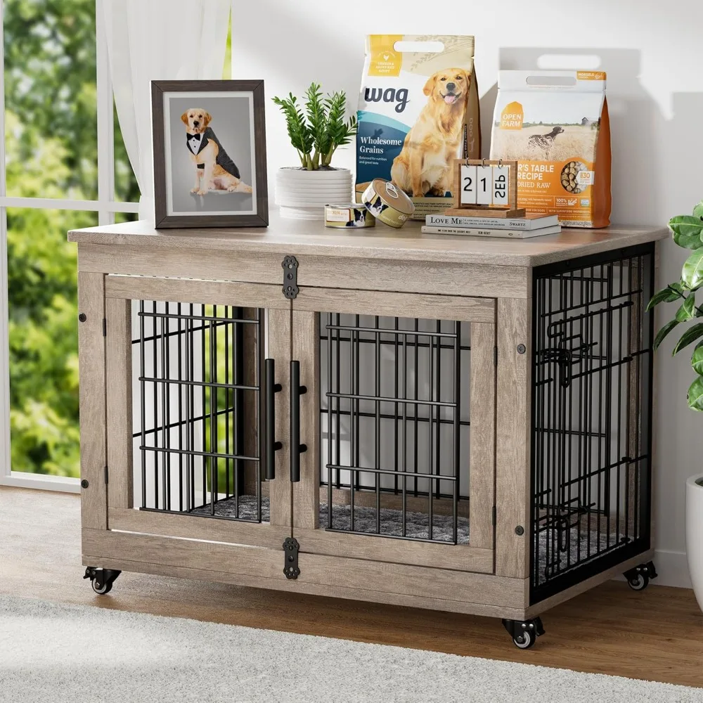Corner Dog Crate Furniture Wooden End Table Kennel For Medium