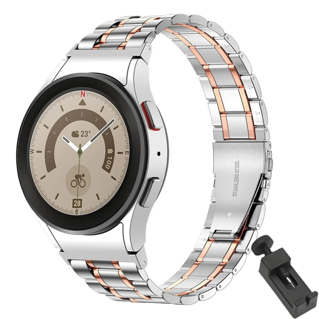 Stainless Steel No-Gap Watch Band with Curved End Connector
