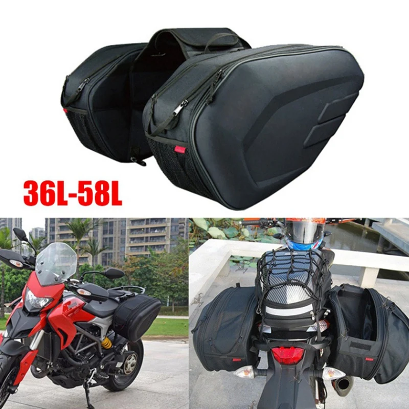

36L-58L Motorcycle Rear Seat Saddle Bag, Waterproof Oxford Cloth, Side Helmet Holder For Riding Travel