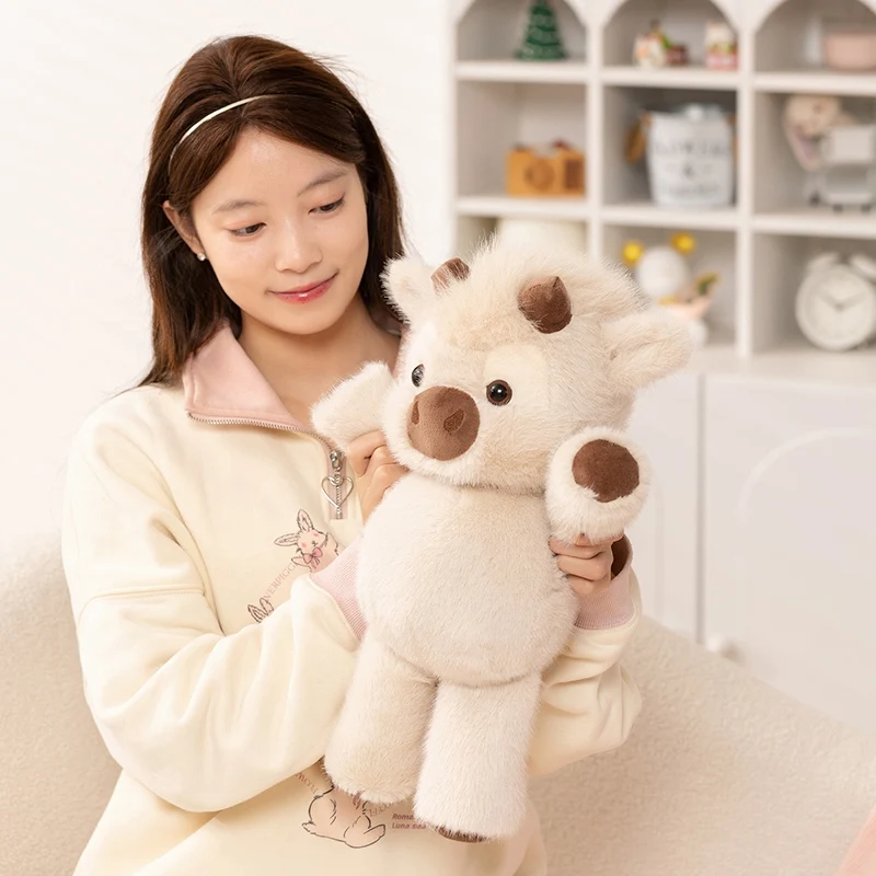 40cm 귀여운 하이랜드 소 인형 - 달리는 소 모양의 부드러운 천으로 된 포옹하기 좋은 모든 연령대를 위한 위로의 친구
