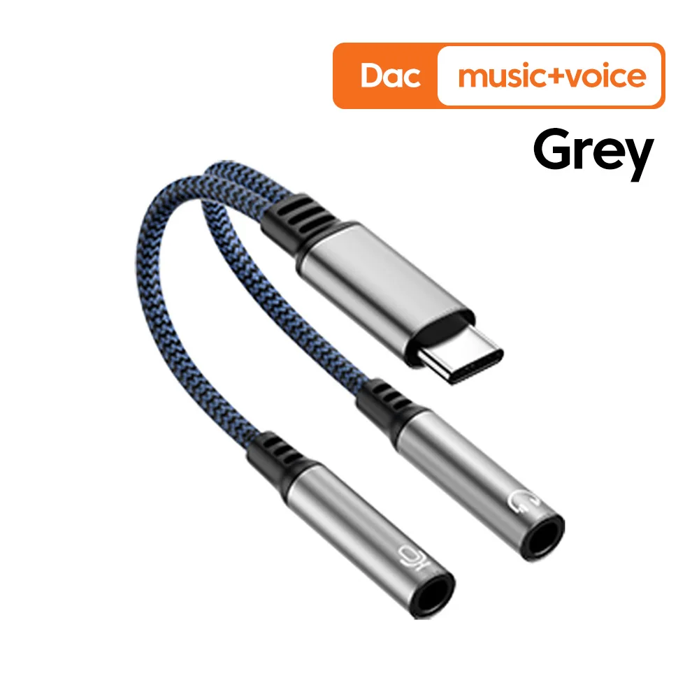 Type C Dual 3.5mm Hi-Fi Audio Adapter with DAC Chip
