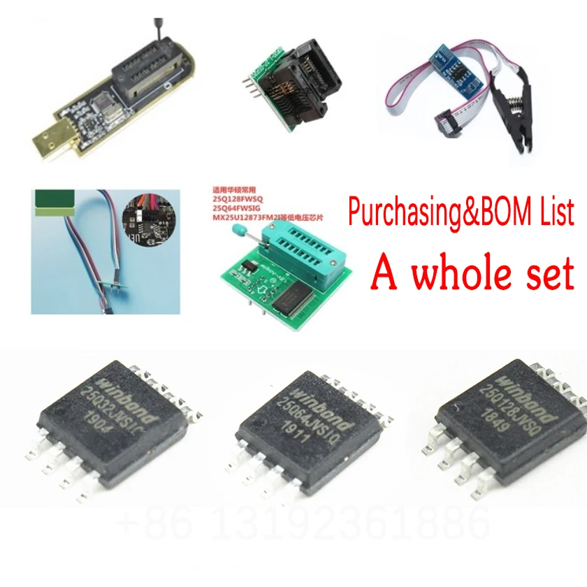 Motherboard BIOS chip burning flashing SPI line 10pin CH341A EEPROM
