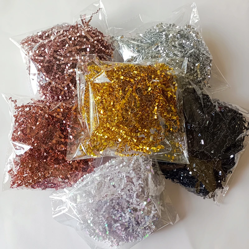 20g Bright Foil Paper Raffia Shredded Crinkle Paper Confetti Double-sided for DIY Gift Boxes Filler Party Decoration Supplies