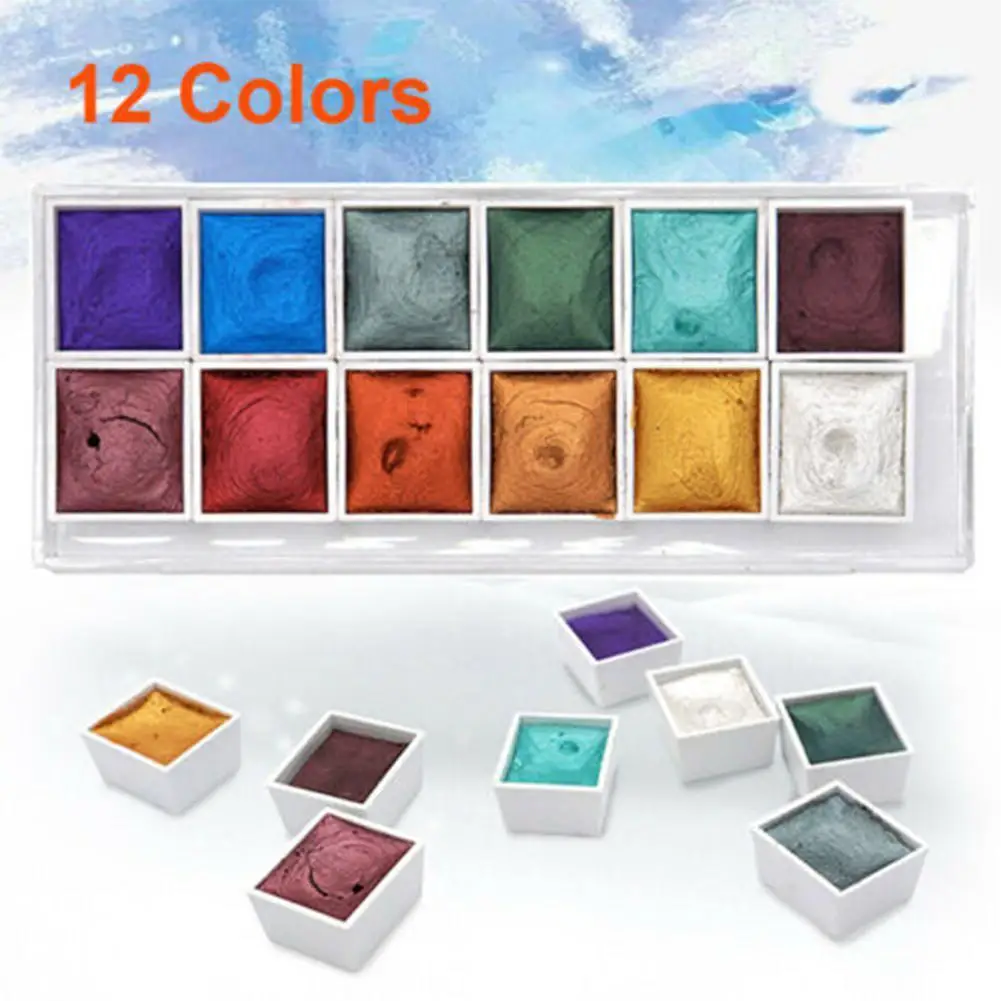 Watercolor Painting Set Watercolor Paint Watercolor Pigment 12 Colors Pearlescent Watercolor Paints