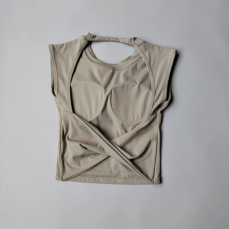 Women's Yoga T-Shirt – Breathable Backless Sports Shirt With Breast Support Tee