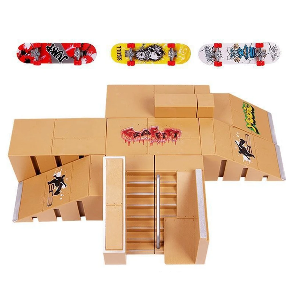 

Finger Skateboards Skate Park Ramp Parts for Tech Practice Deck Children Gift Set Fingerboard Toys,Style C