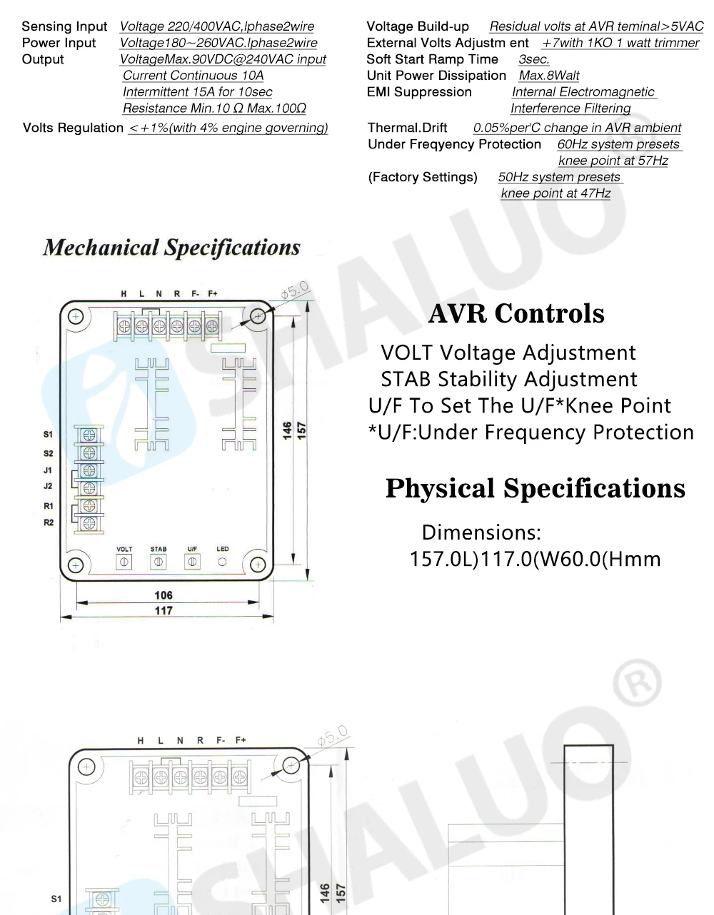 Description Picture 5 of itemUniversal GAVR-20A/B GAVR 20A Generator AVR Automatic Voltage Regulator Stabilizer Continuous 10A Control Module Generator Parts