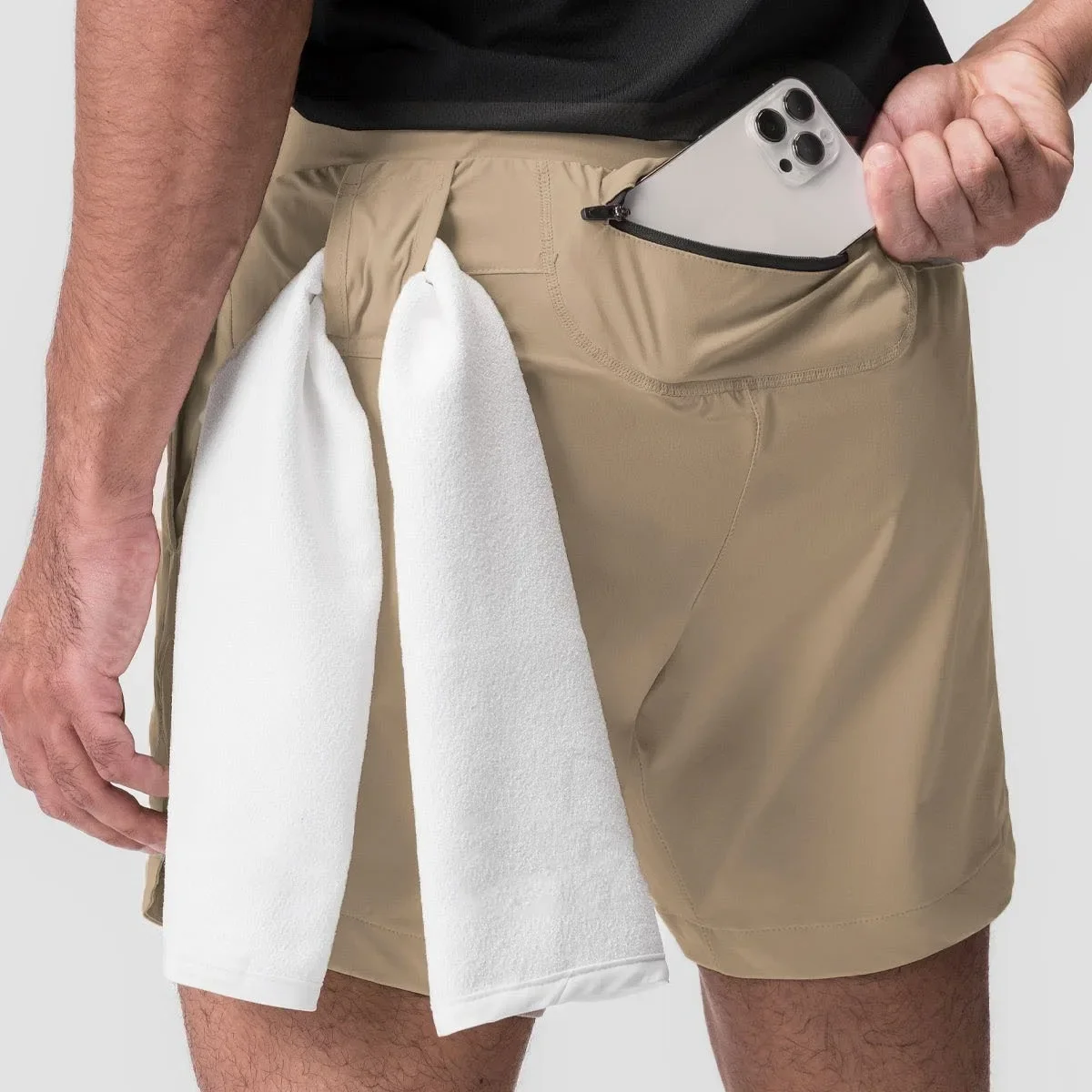 American Style Casual Quick Dry Woven Men's Shorts Fitness Exercise Pockets Sports Pure Color Pants Skateboard Long Trousers