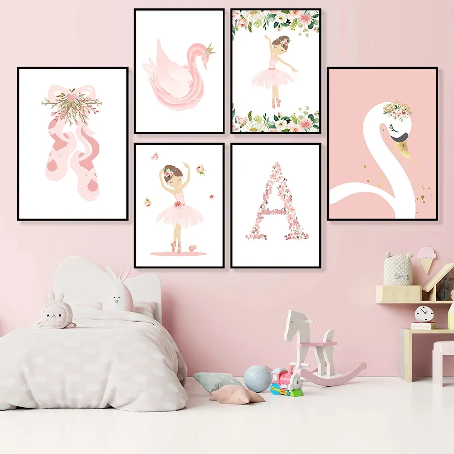 

Cute Shoes Ballet Girl Swan Quotes Nursery Nordic Posters And Prints Wall Art Canvas Painting Wall Pictures Baby Kids Room Decor