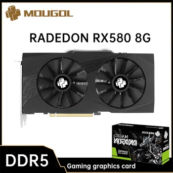 MOUGOL AMD Radeon RX580 8G 그래픽 카드, GDDR5 메모리 비디오 게임 카드, PCIE3.0 x 16 HDMI 호환 DVI, 데스크탑 컴퓨터용