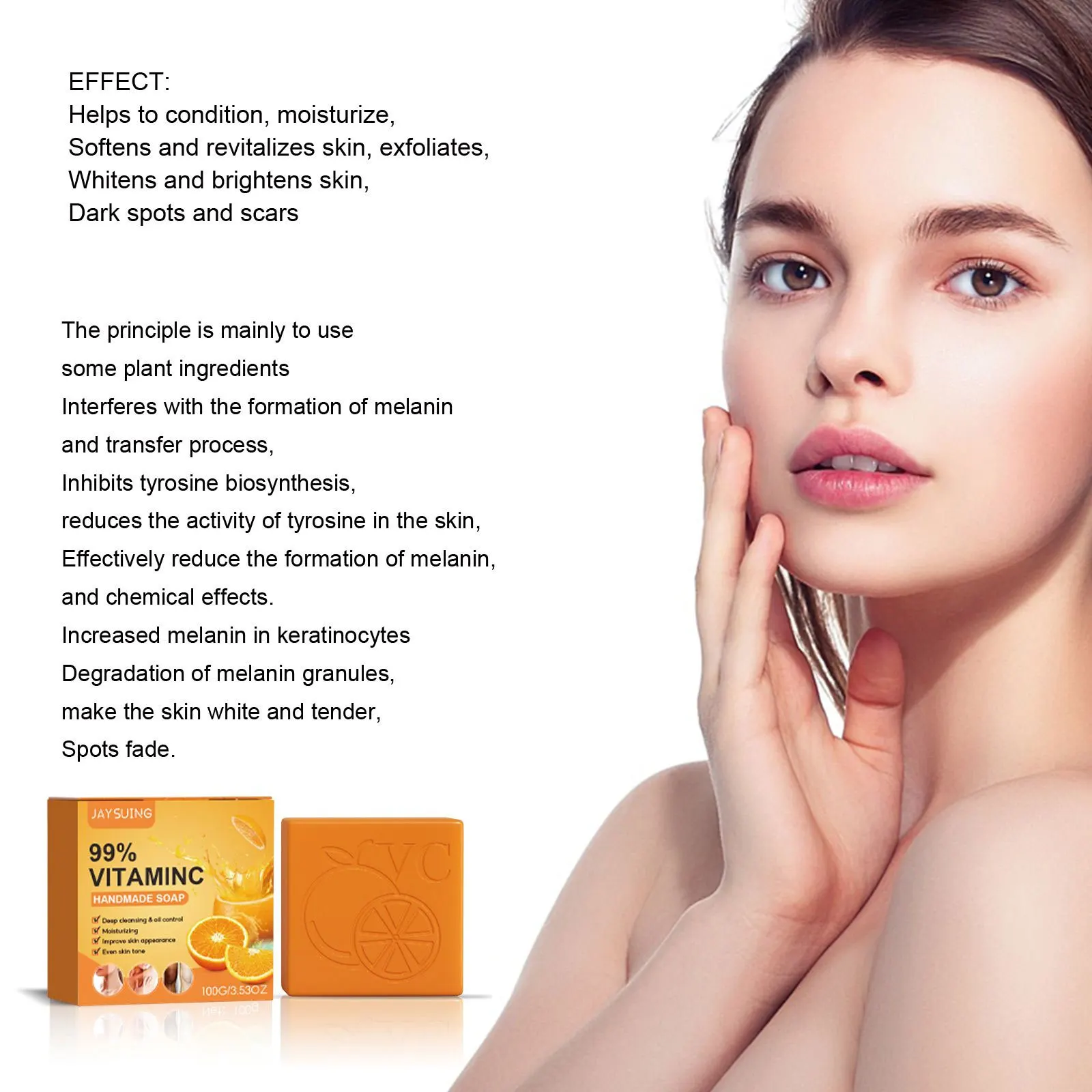 Vitamin C Handmade Soap Body Brightening Oil Control Smooth Soft Skin Moisturizing Exfoliating Anti Mite Facial Cleansing Soap 4