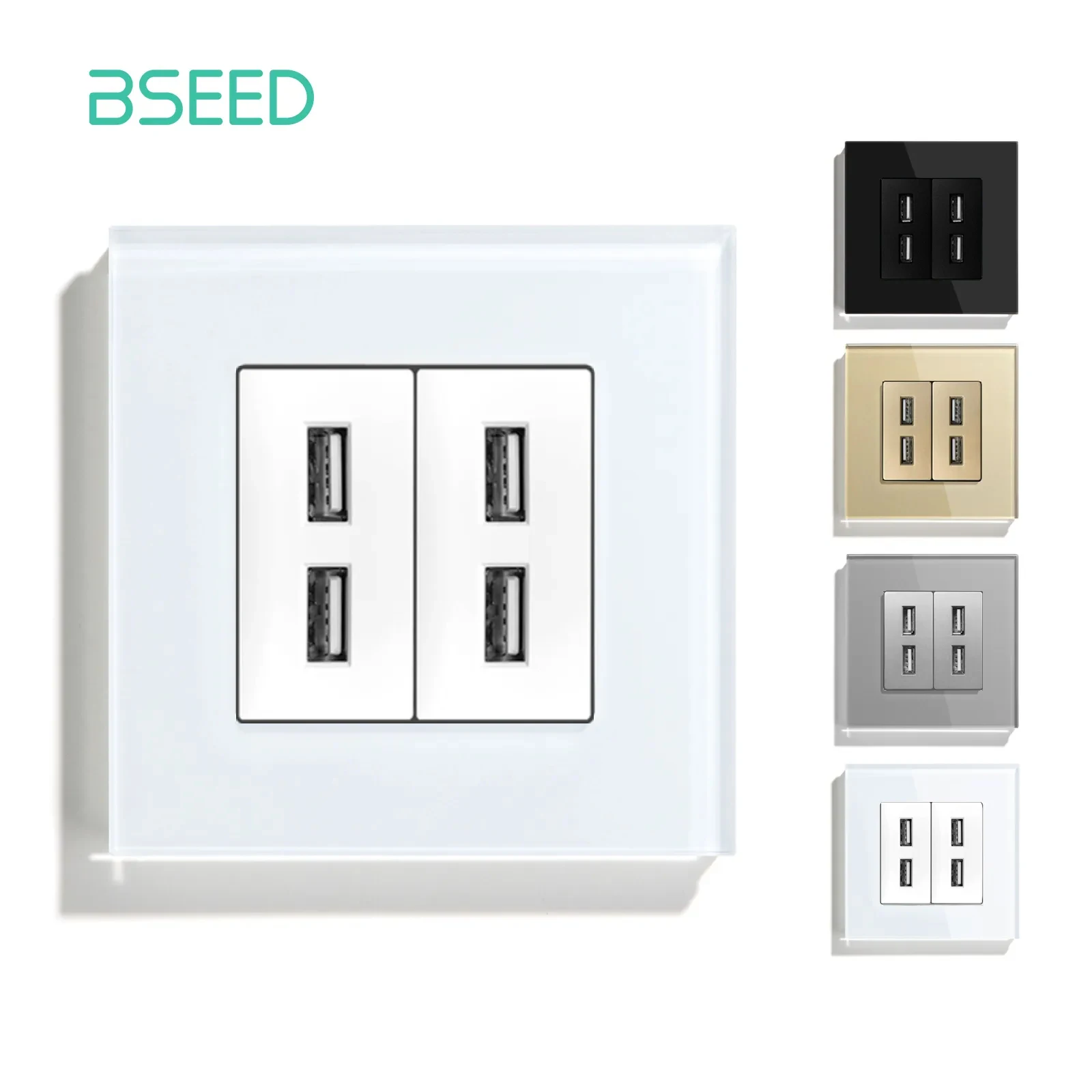Painel Branco Dourado Preto 86 mm 5v 1.1a com Diodo Emissor de Luz Bseed Dupla Tomada de Parede Usb Tomadas de Carga de Energia Dupla