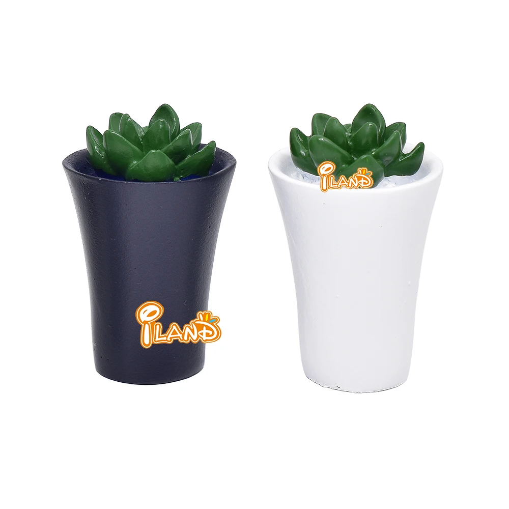 

iland 1/12 Doll House Miniature Green Plant Potted Flower For Dollhouse Accessories Mini Scene Artificial Succulents