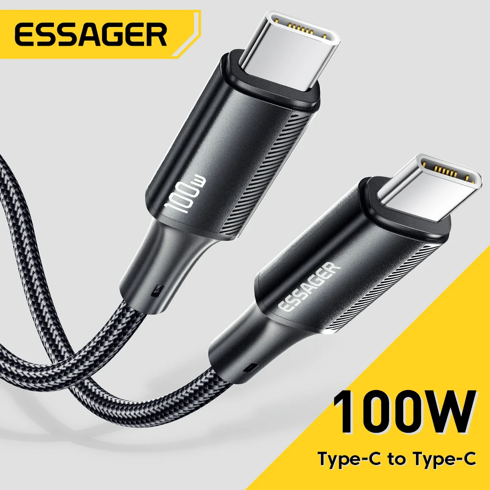 

Essager USB Type C To USB C Cable 100W/5A PD Fast Charging Charger Wire Cord For MacBook pro Xiaomi Samsung Type-C USBC Cable