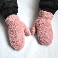 Warm Plush Thick Warm Baby Gloves Winter Plus Velvet Mittens Children Kid Coral Fleece Full Finger Gloves For 1-4Y Kids Gloves 3