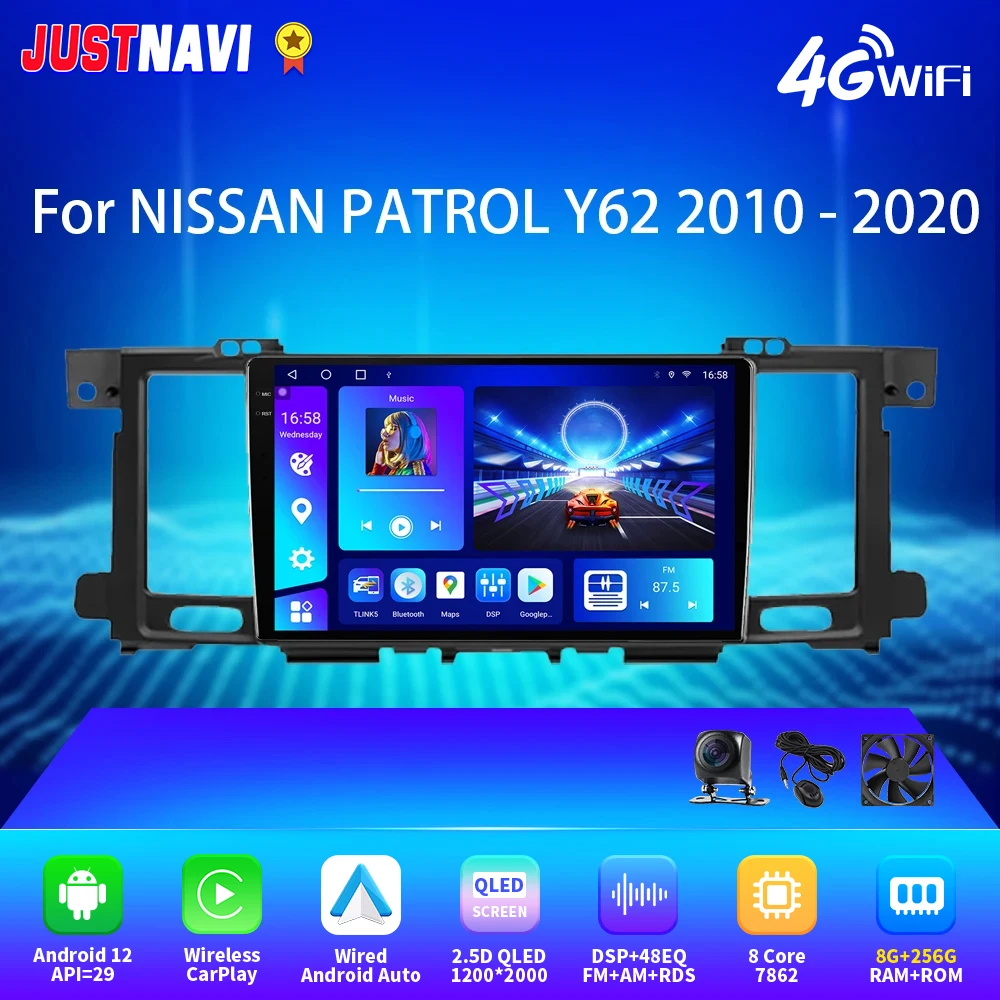 

JUSTNAVI 2K 2000*1200 Car Radio For NISSAN PATROL Y62 2010 - 2020 Android Auto Carplay DSP RDS GPS Navigation 4G WiFi No DVD