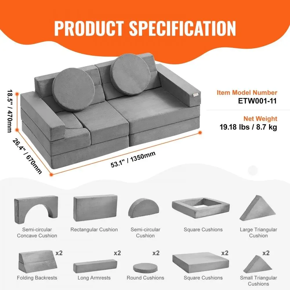 Durable Modular HighDensity Foam Toddler Sofa for playing and Sleeping Kids Furniture for bedroom or Playroom 4