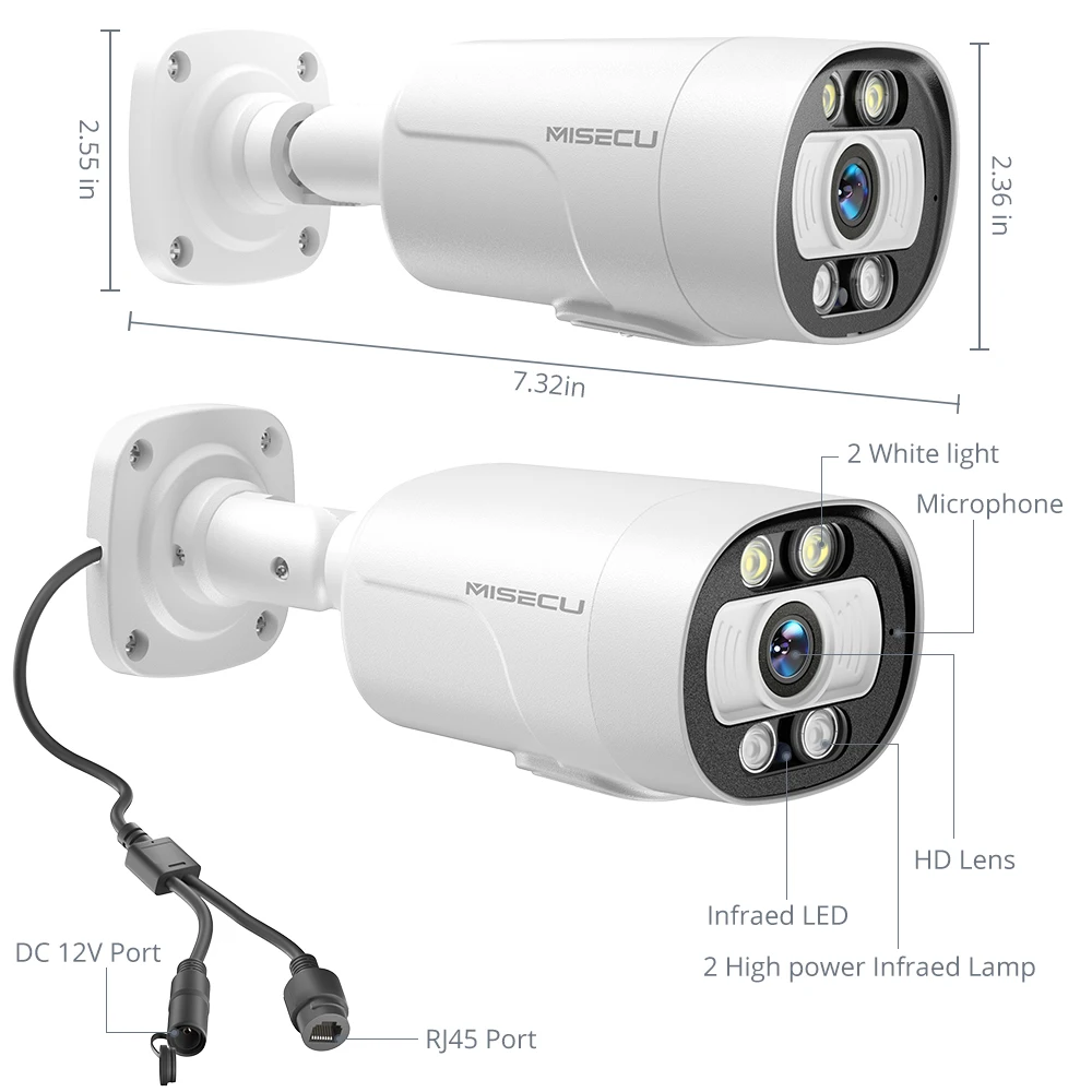 MISECU H.265 Real 4K Ai Smart POE Camera 5MP 8MP Two-way Audio Human Detection Outdoor Camera For CCTV System Video Surveillance