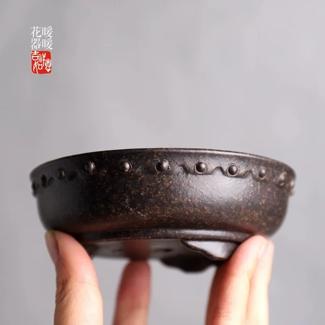 Kerámia Kör Dobmintás Minta Bonsai Pot Hagyomány A Kerti Otthoni Asztal Dekoráció - Image 5