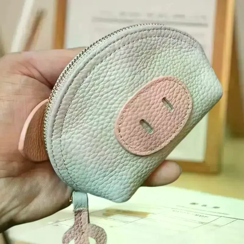 Portamonete portamonete in pelle PU simpatico maiale simpatico cartone animato mini pochette per auricolari regali - immagine 3