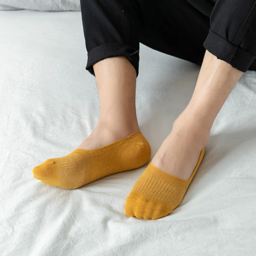 3Pair Men Sport Socks Invisible Silicone Anti Slip Breathable Slippers Men Socks Summer Soft Comfortable Running Cotton Socks