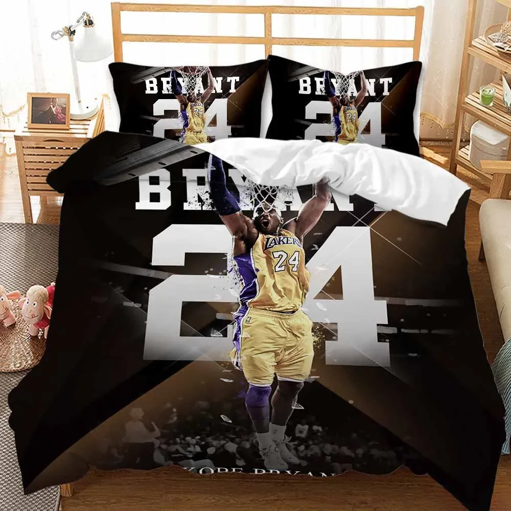 3D Printed Basketball Star Bedding Set 2/3PCS Duvet Cover Set Quilt Cover with Pillowcase Toddler Boys Bedroom Bedclothes 4