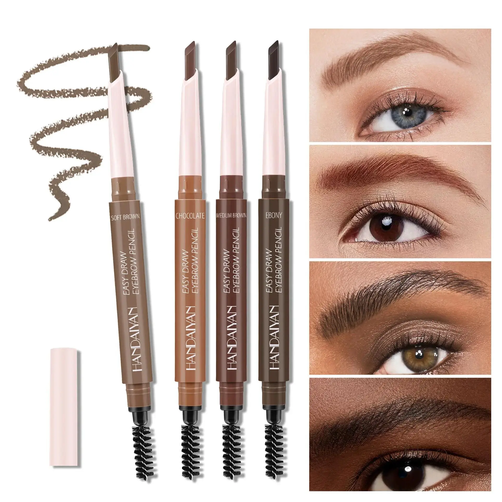3D Natural Eyebrow Pencil Waterproof Double Head Thin Non Smudge Spiral Brush Perfect Brows Long Wearing Simple Application
