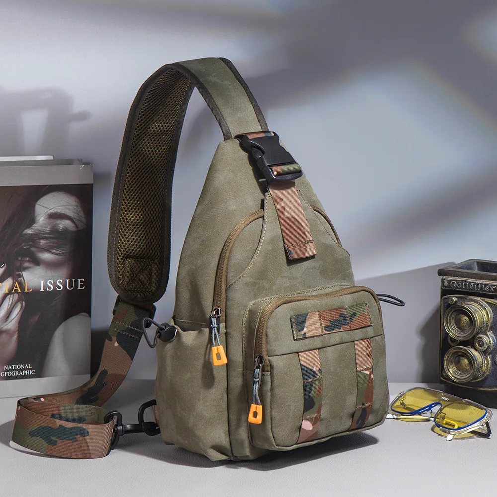 New Sports Cycling Men's Crossbody Bag Camouflage Waterproof Men's Tactical Chest Bag Casual Mobile Phone Shoulder Bag