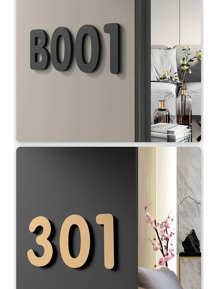 3D English Letter Digits House Number Floating Exterior Sign Plate Art Wall Sticker Luxury Acrylic Mailbox Room Door Deocr 26 house number signs house numbers number plate door signs