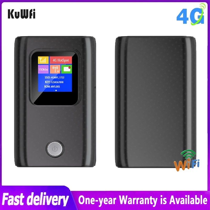 Roteador Wifi Lte 150mbps Mini Wireless Hotspot Móvel Portátil Desbloquear Modem com Slot para Cartão Sim 6000mah Power Bank Kuwfi4g
