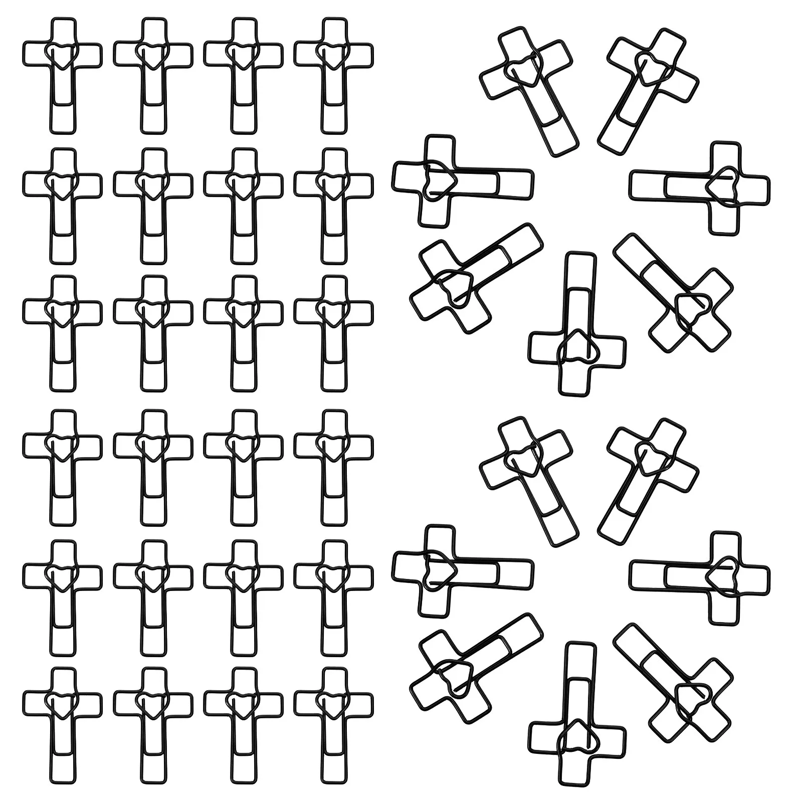 100Pcs 금속 하트 크로스 종이 클립 성경 연구 용품 크로스 종이 클립 기독교 북마크 저널링 메모 플래너 문서