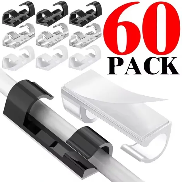 20/60 Pcs Cable Clips Organizer Drop Wire Holder Cord Management Self-Adhesive Cable Manager Fixed Clamp Wire Winder 1