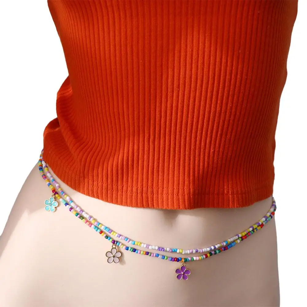 Body Chain Clothes Decoration Beach Body Jewelry Flower Women Belly Chain Bikini Waist Link Bohemian Waist Chain Waist Jewelry
